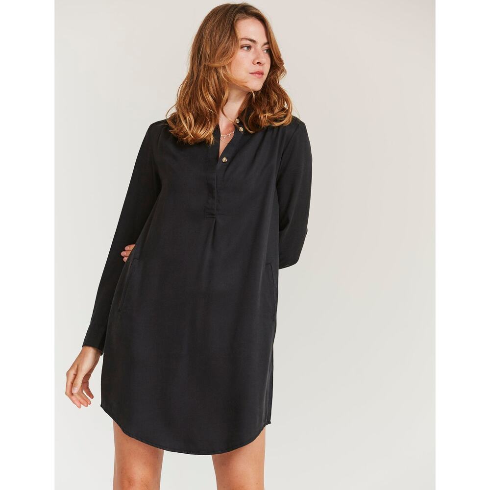 UK Brand FAT FACE Black Tencel HARPER Shirt Dress  Sz 4 NWT